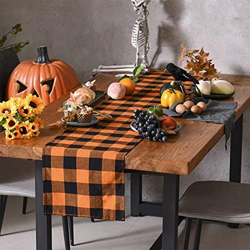 Tosewever Halloween Buffalo Check Plaid Table Runner