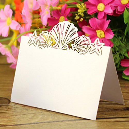 Pack of 50 Beach Themed Wedding Place Cards Seashell Table Numbers