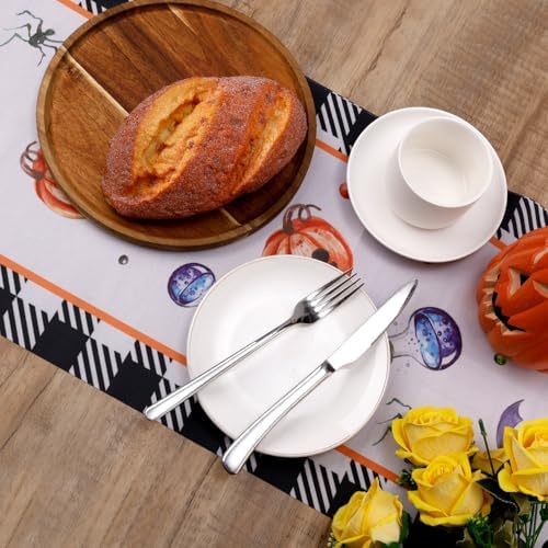 Pumpkin Witch Cat Halloween Table Runner 72x1386 Inch