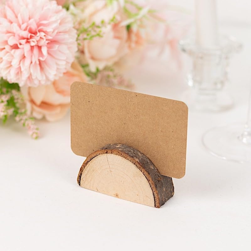 10 Natural Semicircle Wood Place Card Holders for Events