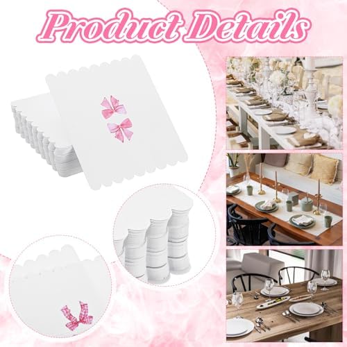 80Pcs Pink Bow Place Cards for Wedding and Party Use