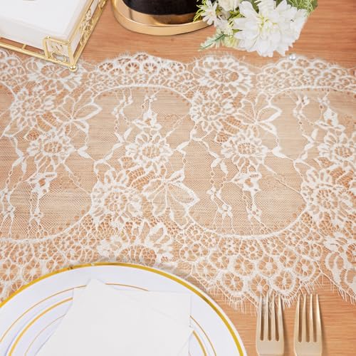 White Lace Table Runner 14x118 Inch for Weddings and Parties