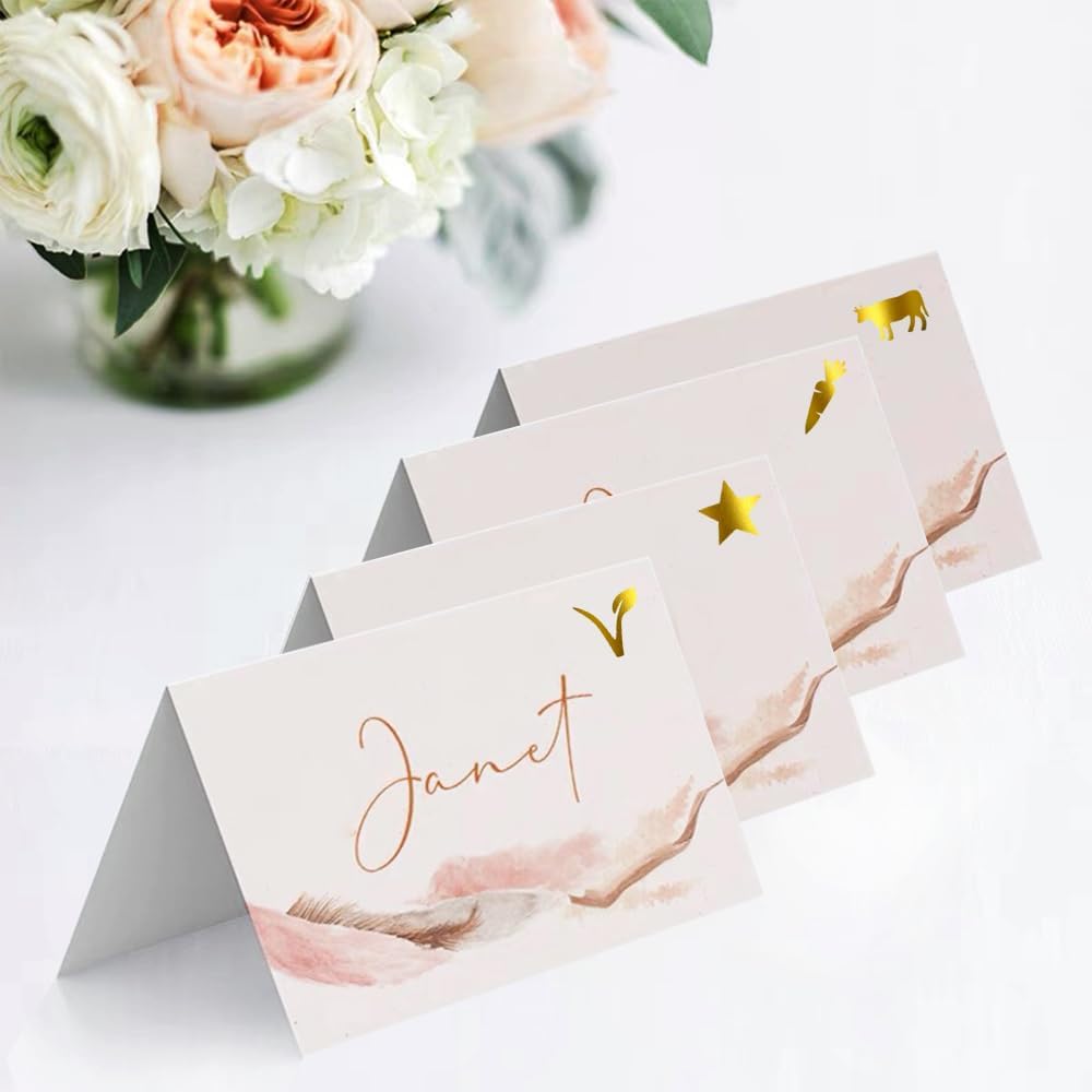 50 Sheets Meal Choice Stickers Gold for Wedding Place Cards