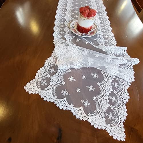 Lacely Inicia Table Lace Runner 12x86 Inch White Decor