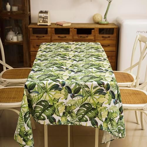 WalRiddle Tropical Palm Leaf Vinyl Tablecloth 52x70