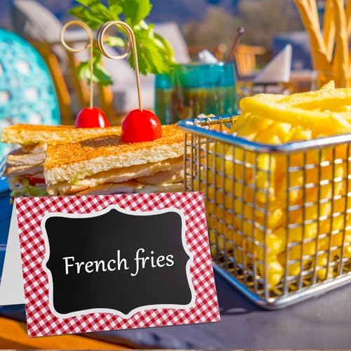 25Pcs Red Gingham Place Cards for Picnic Party Decorations