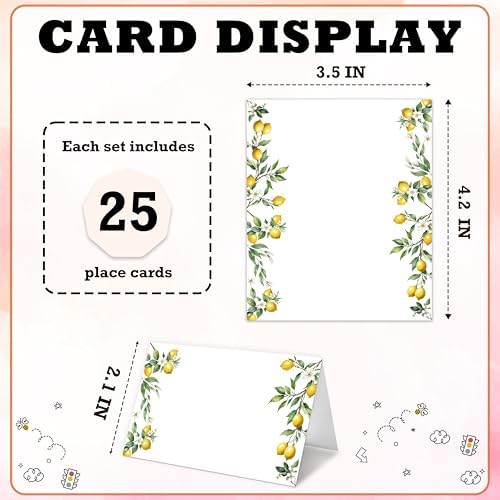 Lemon On Branch Place Cards for Girls - 25pcs Italy Yellow