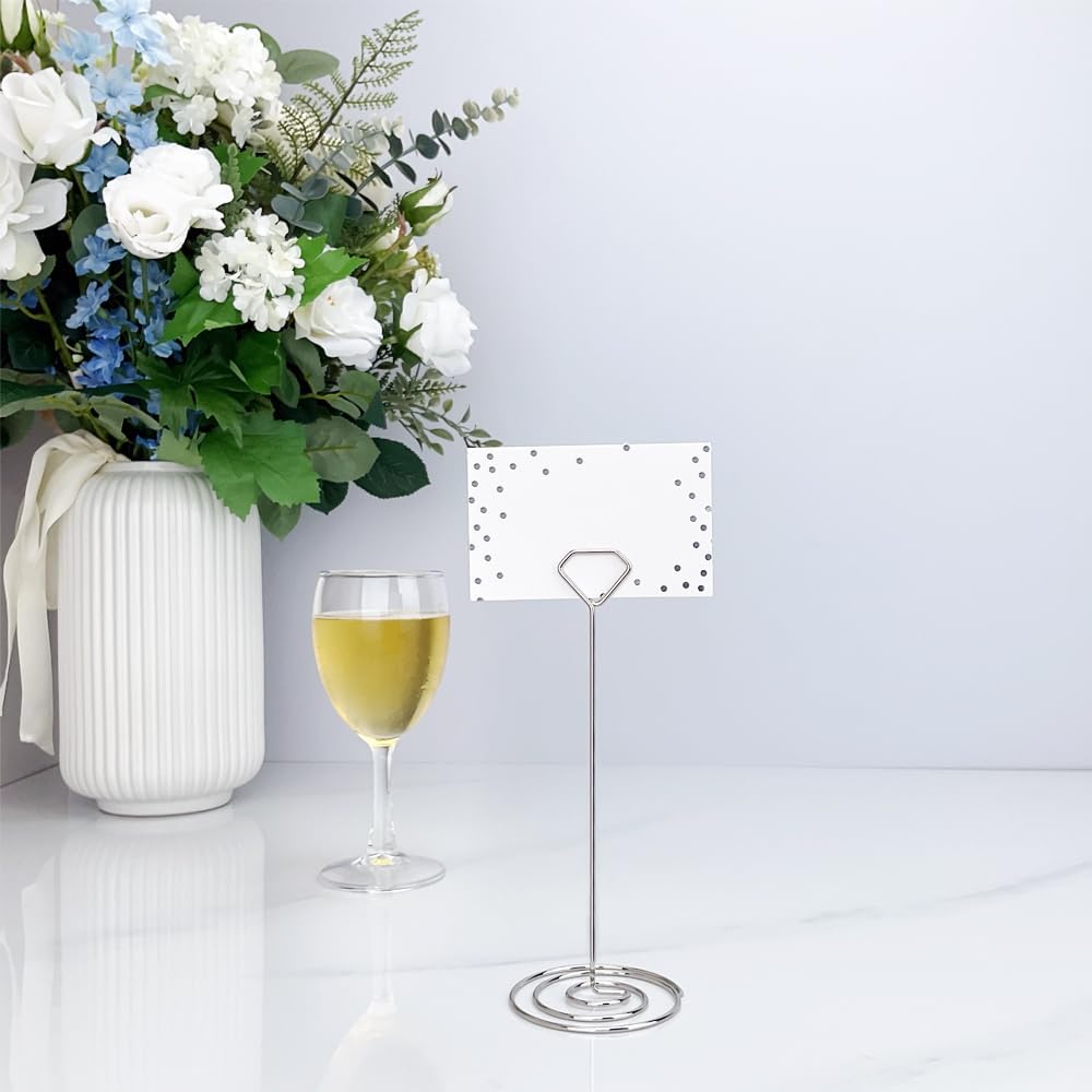 12Pcs Diamond Place Card Holder with Silver Dots
