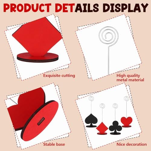 12 Pcs Casino Themed Place Card Holders Poker Shaped Table Number Stands