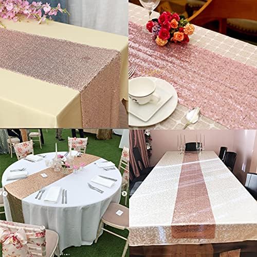 12 Pack Rose Gold Sequin Table Runner 12x108 Inch