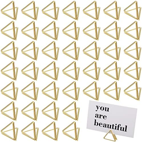100 Pcs Gold Table Number Holders Triangle Shape Place Card Holders
