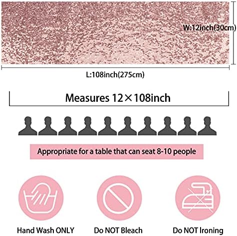 12 Pack Rose Gold Sequin Table Runner 12x108 Inch