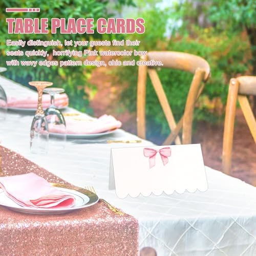 Whaline 80Pcs Pink Bow Place Cards