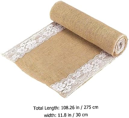 Luxshiny Rustic Linen Lace Table Runner for Wedding Reception