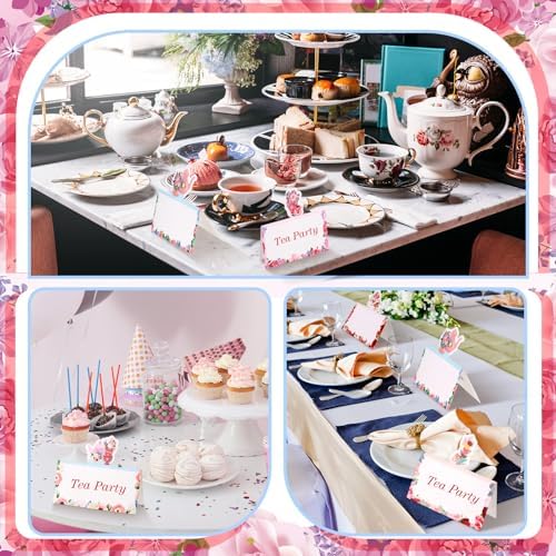 Fullhawl 48 Pcs Tea Party Themed Place Cards Set
