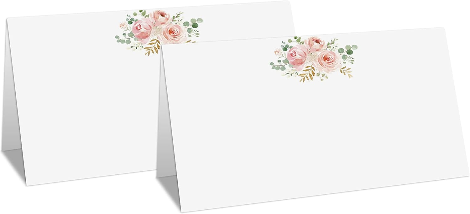Boho Floral Blush Pink Place Cards 25 Pcs Set for Parties