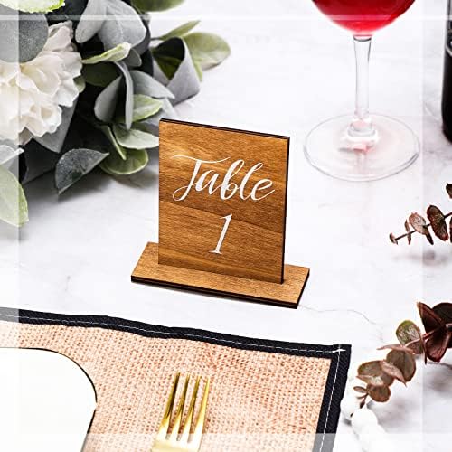 Chunful 20 Pcs Wooden Table Numbers with Base for Wedding Centerpieces