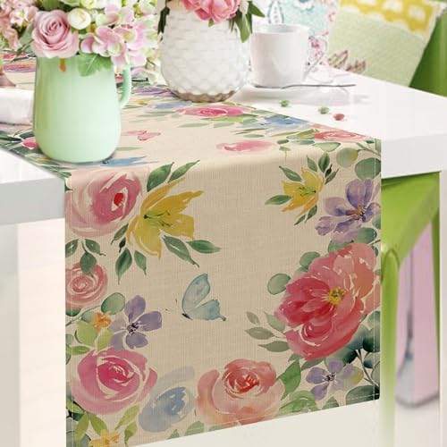 Seliem Spring Summer Floral Table Runner 13x72 Inches