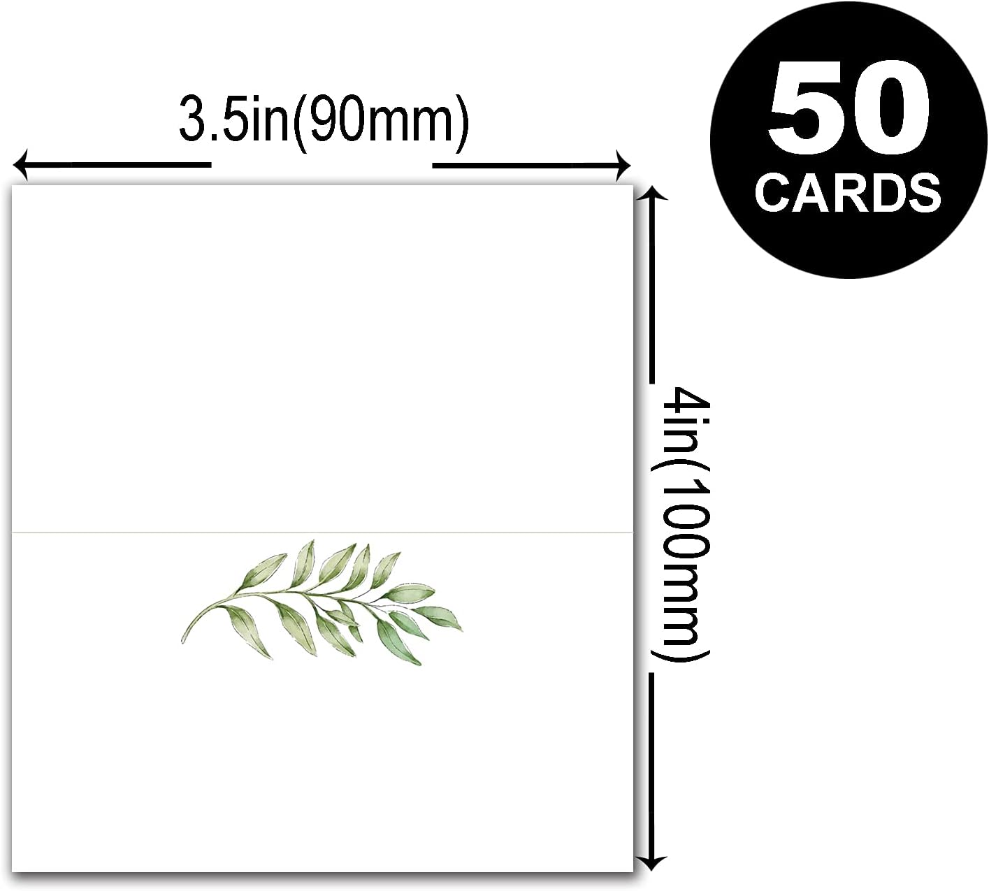 50 Pack Greenery Wedding Place Cards 2x35 Inches