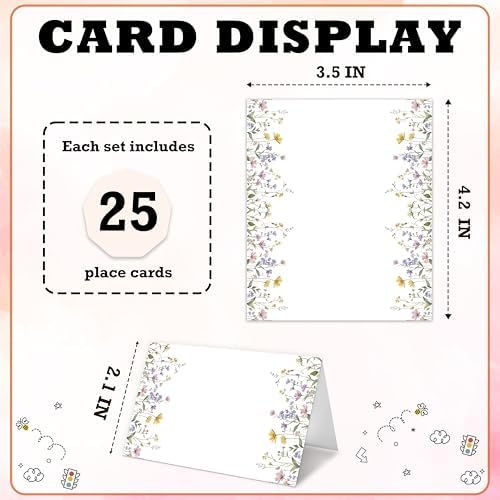 Wildflowers Place Cards for Girls 25 Pack 1