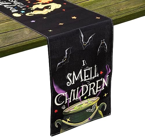 Halloween Table Runner Hocus Pocus Burlap 13x72 Inches