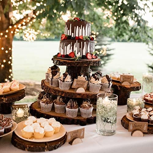 30 Pcs Rustic Wood Place Card Holders with 32 Pcs Kraft Tented Cards