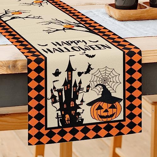 Anragon Pumpkin Table Runner Halloween Decor 72 Inches Long