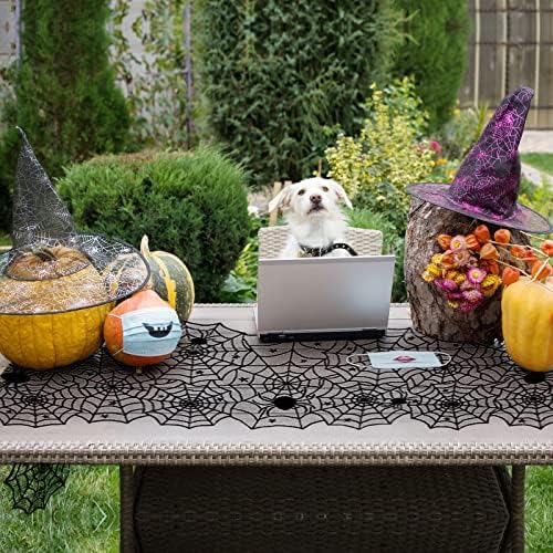 Halloween Table Runner - Black Lace Spider Web for Decor