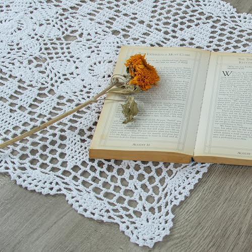 Kilofly Handmade Crochet Lace Table Runner 15x36 Inch White