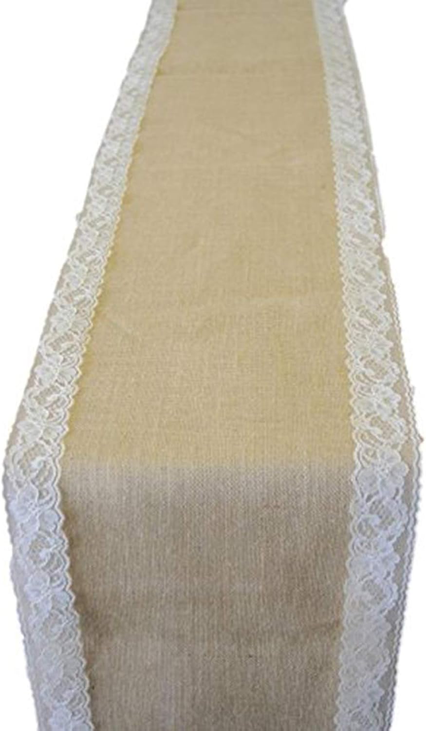 AK TRADING CO Burlap Table Runner with Side Lace - Ivory 12x108 Inches