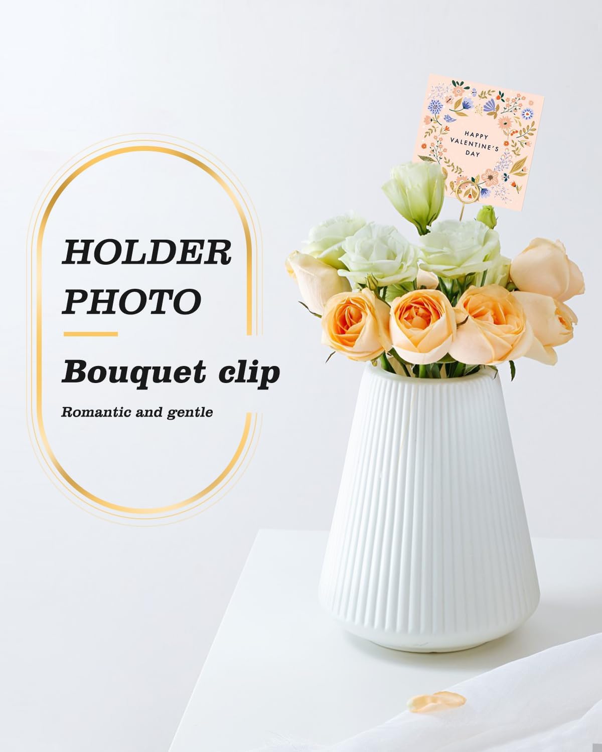 30Pcs Gold Round Floral Card Holder Picks