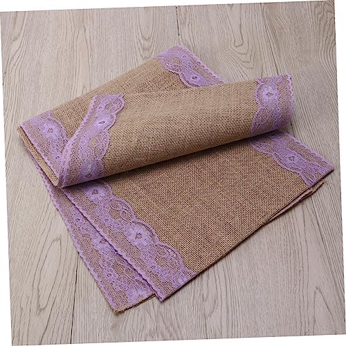 275x30cm Burlap Table Runner with Rustic Lace Edging