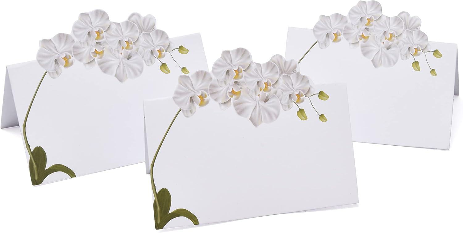 Gift Boutique 100 Pack White Orchid Place Cards