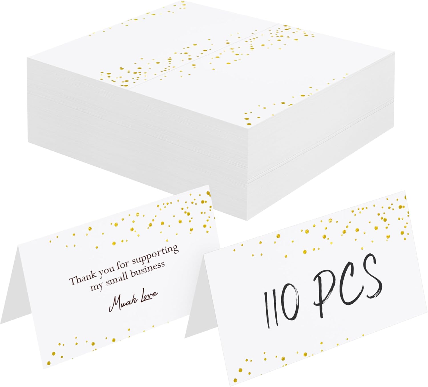 110 PCS Dotted Gold Foil Tent Place Cards for Events and Weddings