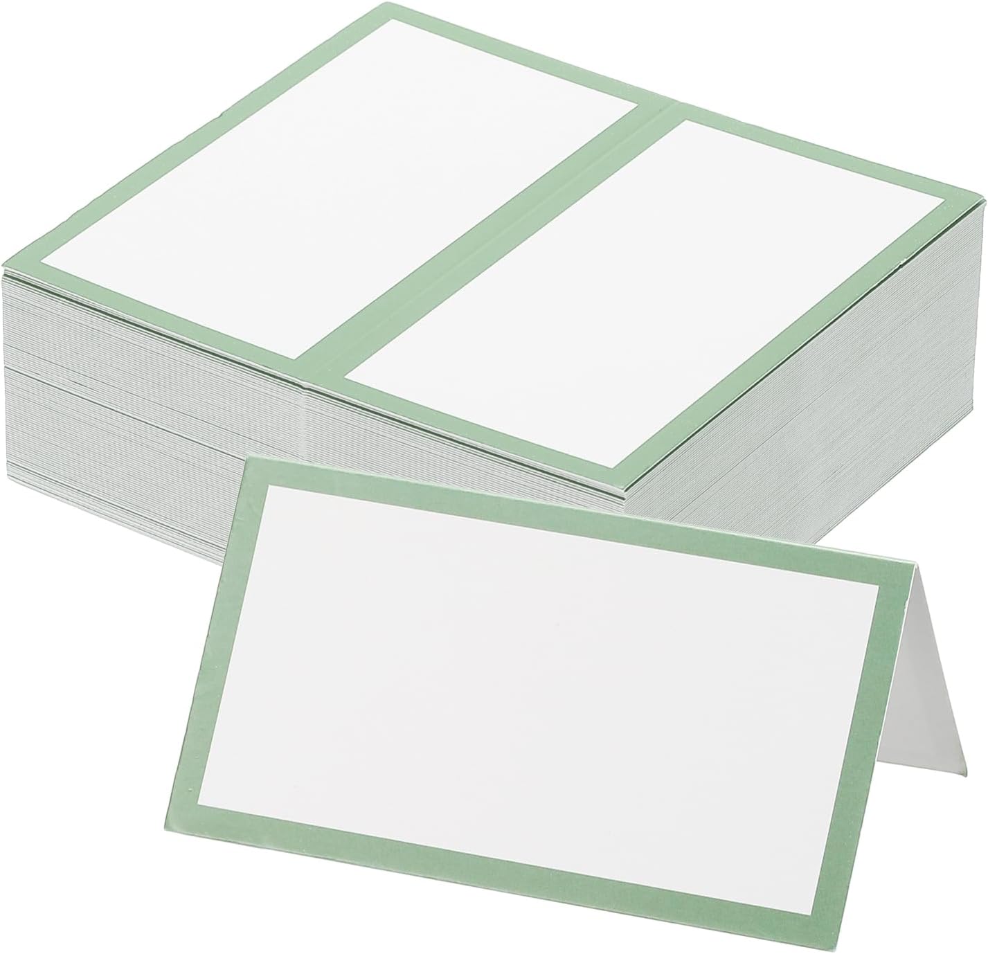 PATIKIL 50Pcs Green Table Place Cards 35x4 Inch Folded Name Cards
