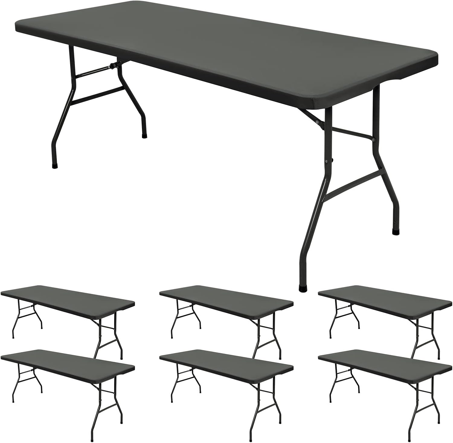 6 Pack Stretch Fabric Table Covers Fits 6 Tables Gray 30 x 72