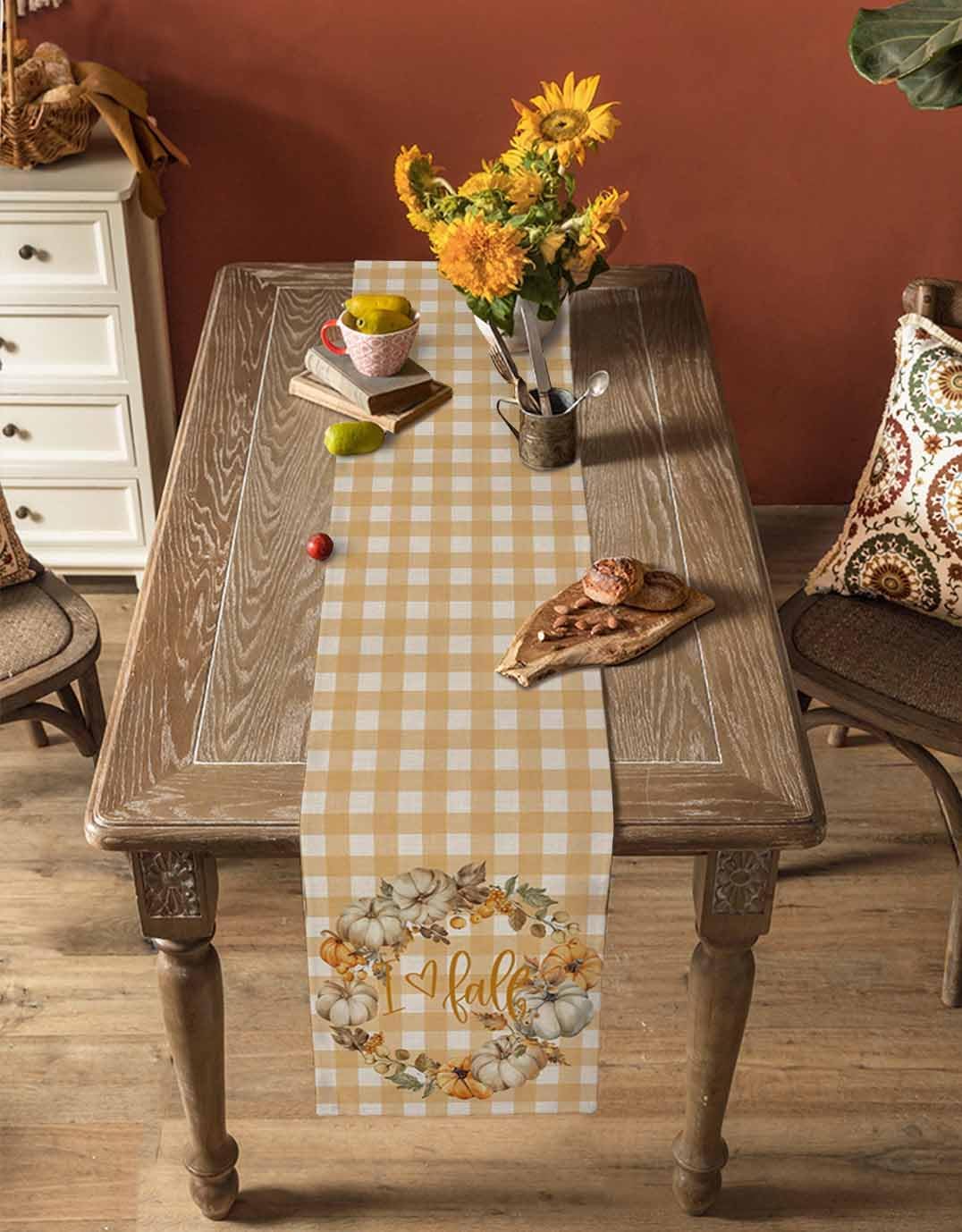 Fall Thanksgiving Pumpkin Berry Garland Table Runner 48 Inches