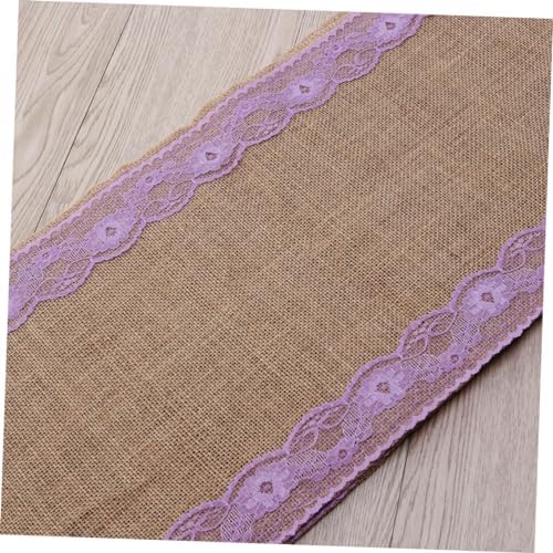 275x30cm Burlap Table Runner with Rustic Lace Edging