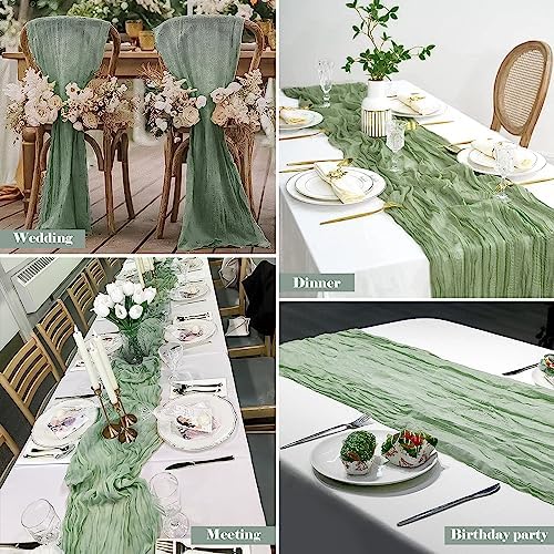 2 Pack 10 Ft Sage Green Cheesecloth Table Runners