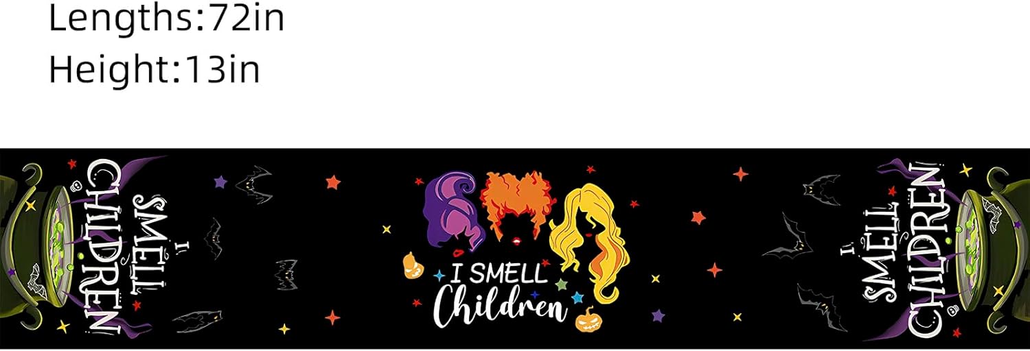 Halloween Table Runner Hocus Pocus Burlap 13x72 Inches