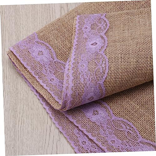 275x30cm Burlap Table Runner with Rustic Lace Edging