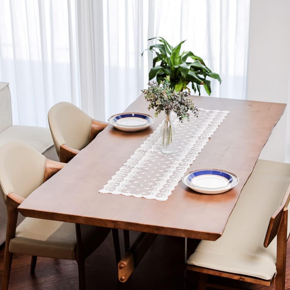 Lacely Inicia Table Runner 12x50 Inch Embroidered White