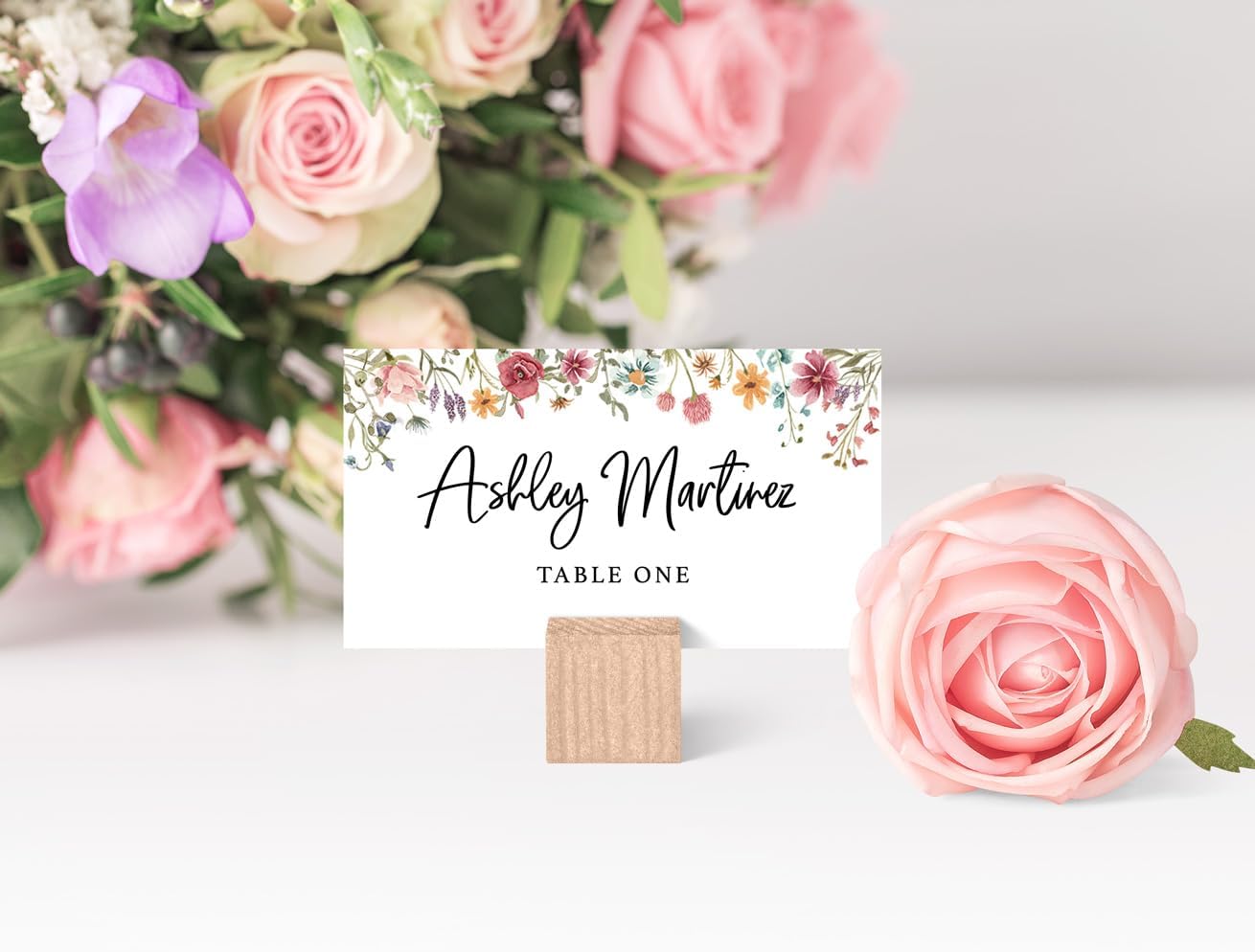 Printed Party Place Cards with Wildflower Design Set of 25