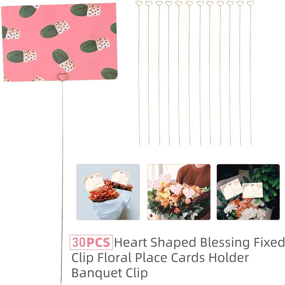 Tinsow 30 Pcs Heart Shape Metal Place Card Holder