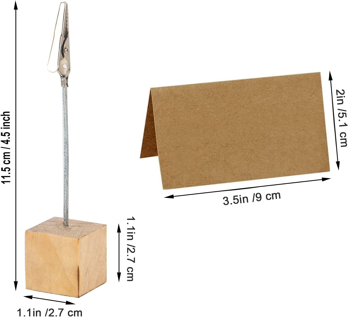 10 Pcs Wood Place Card Holders with 10 Pcs Kraft Cards