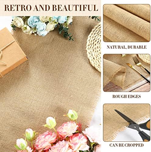 4 Pcs Burlap Table Runners for Farmhouse Decor