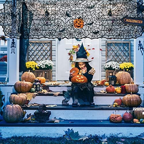Lucleag 2PCS Halloween Table Runner Black Spider Web Decor