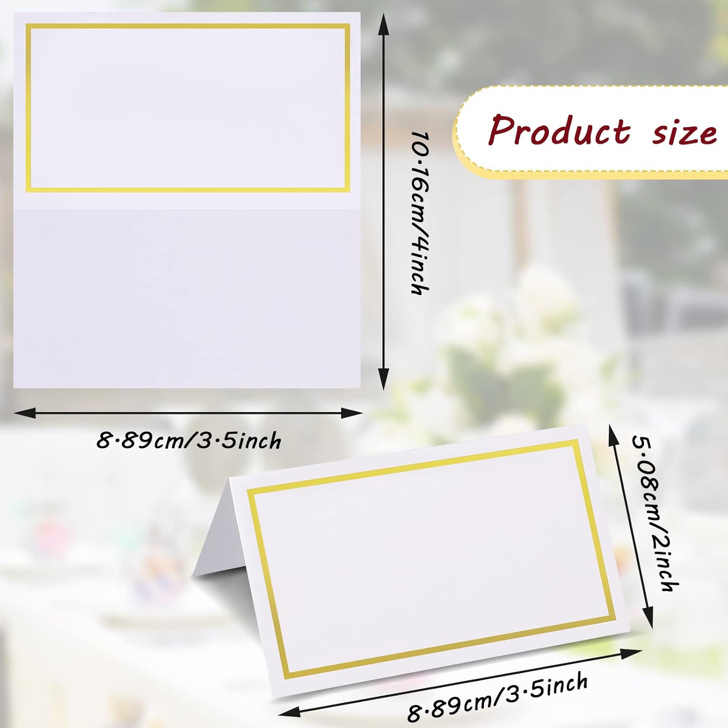 Teling 150 Pcs Gold Foil Place Cards with Border