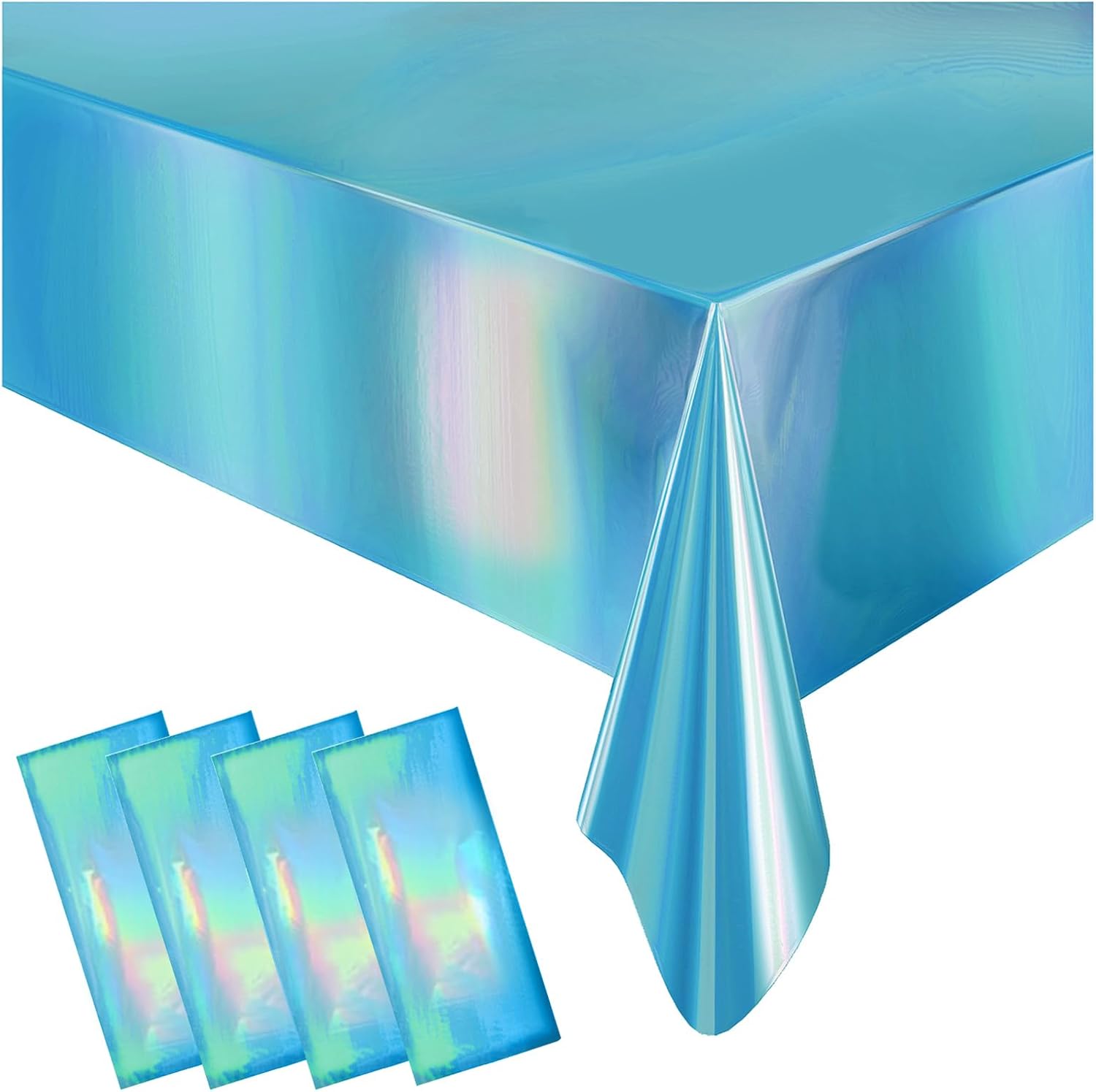 4 Pack Iridescent Plastic Tablecloths for Rectangle Tables
