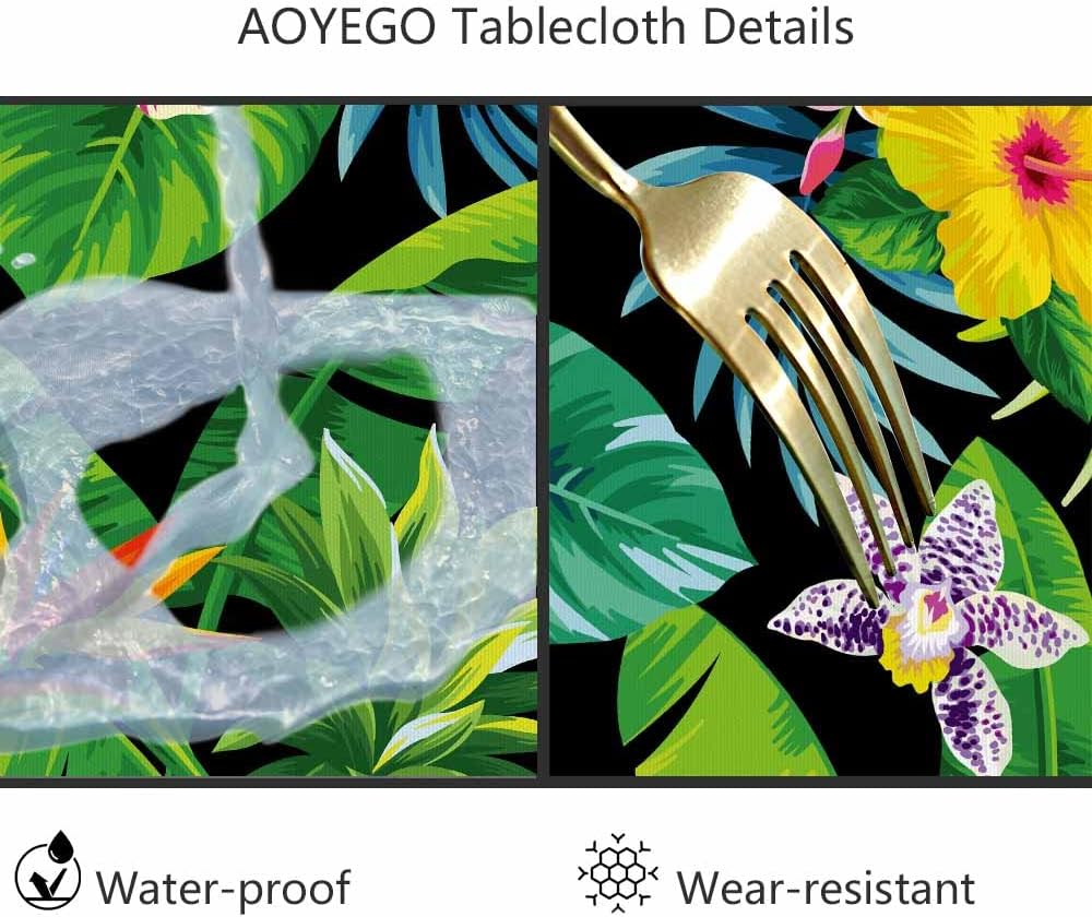AOYEGO 60 Inch Round Tablecloth Tropical Design